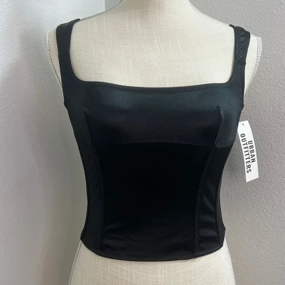 NWT Out from Under by Urban Outfitters Pillowtalk Black Satin Corset Top 🖤 - Picture 1 of 5